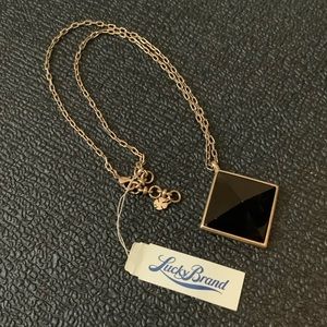 NWT Lucky Brand Gold Necklace w/ Black Prism